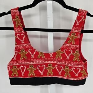 MeUndies Womens Sz L Bralette Bra Holiday Christmas Gingerbread Candy Cane